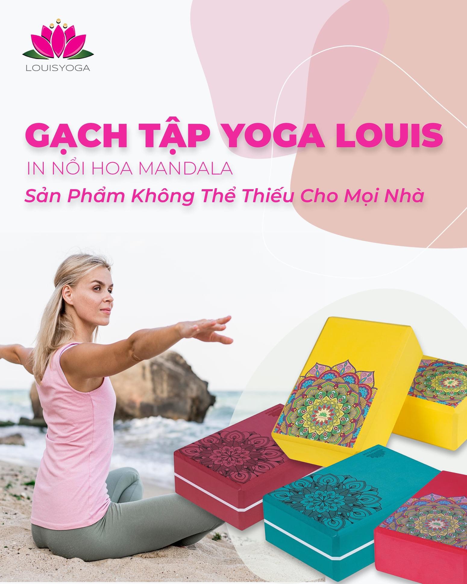 Gạch tập Yoga Louis cao cấp in nổi hoa mandala trọng lượng 320g (giá bán 1 viên) - Thương hiệu LOUIS YOGA
